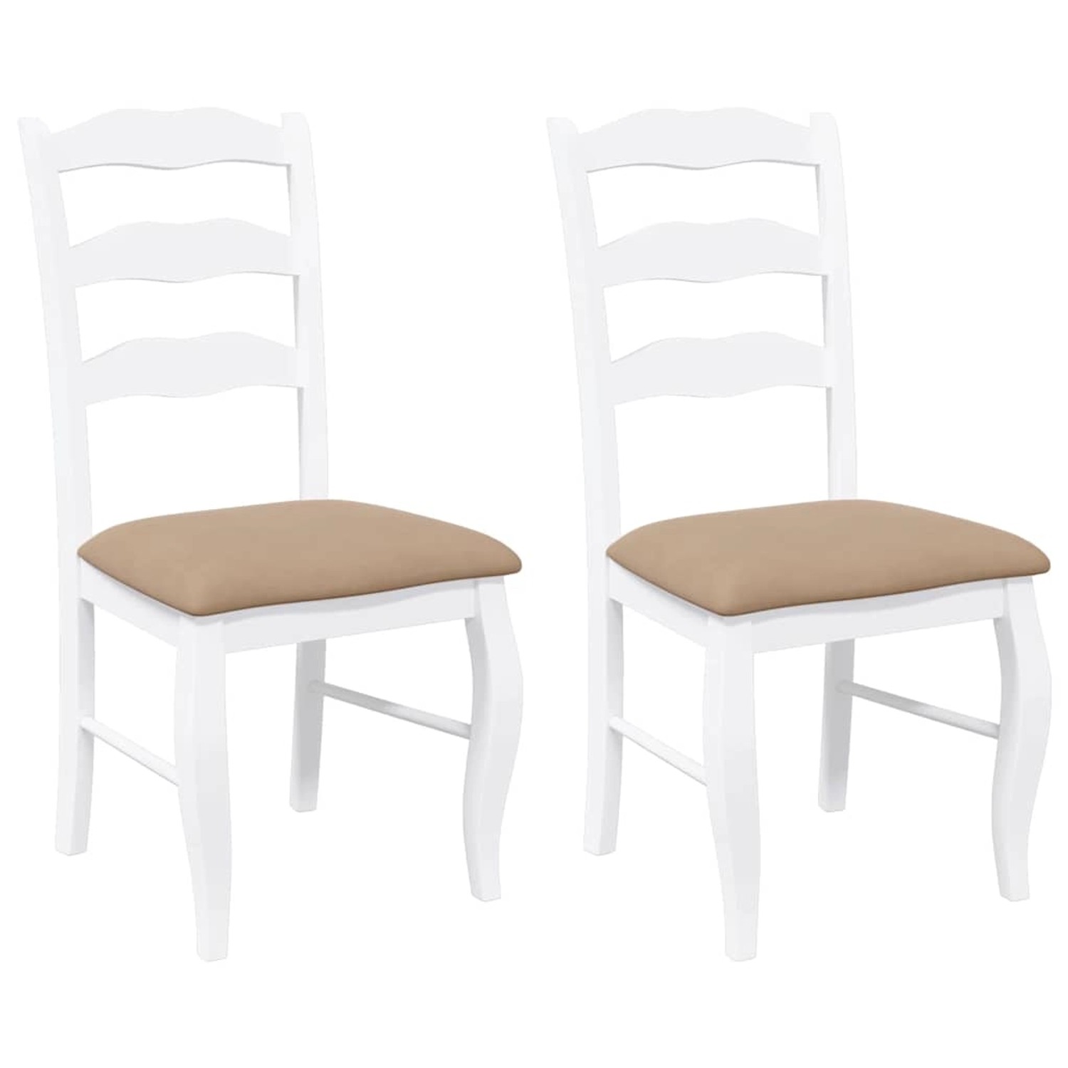 vidaXL Esszimmerstühle mit Kissen 2 Stk Weiß Massivholz Gummibaum 4102498 günstig online kaufen