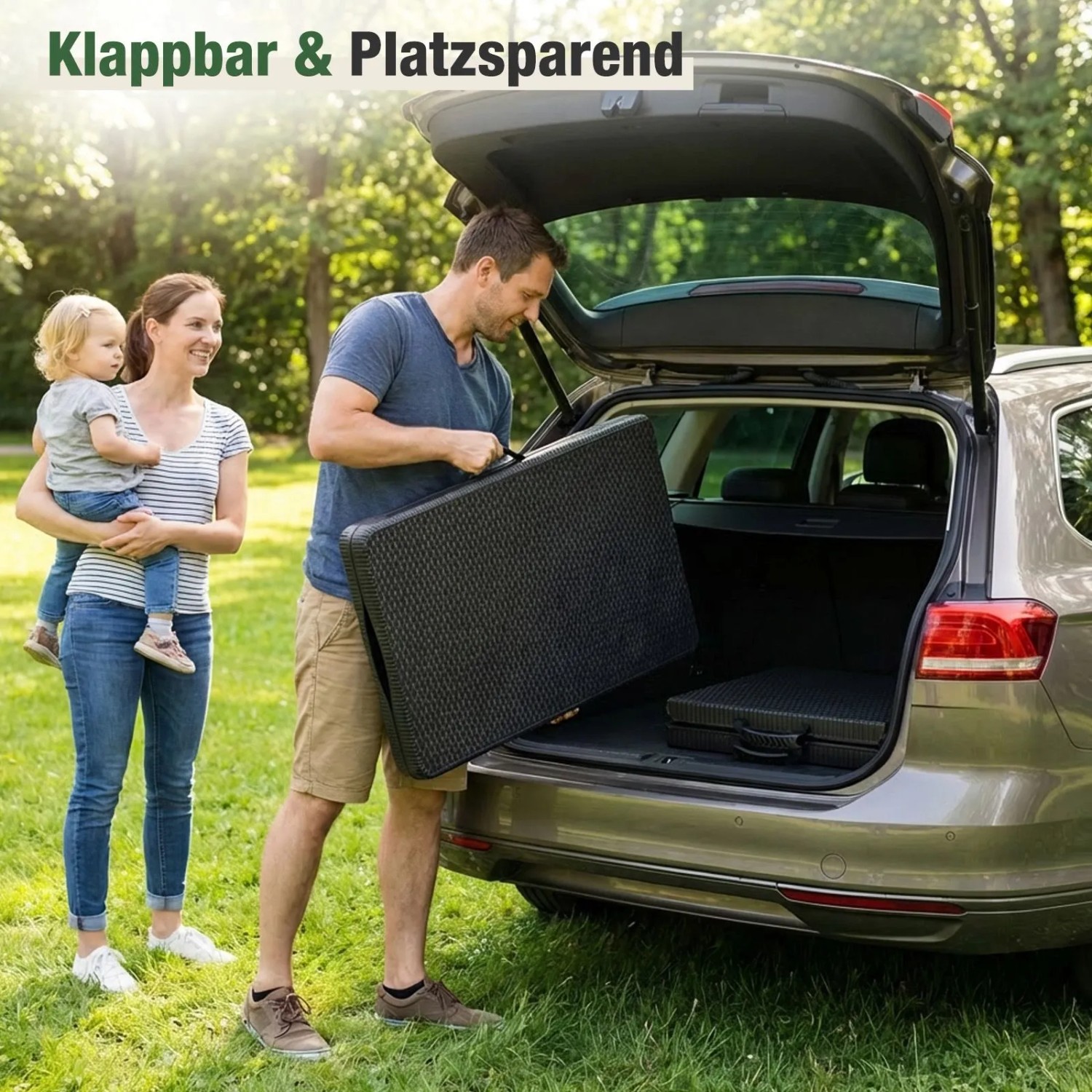 Sekey Bierzeltgarnitur (180 cm) im Kofferraum, klappbar und platzsparend.
