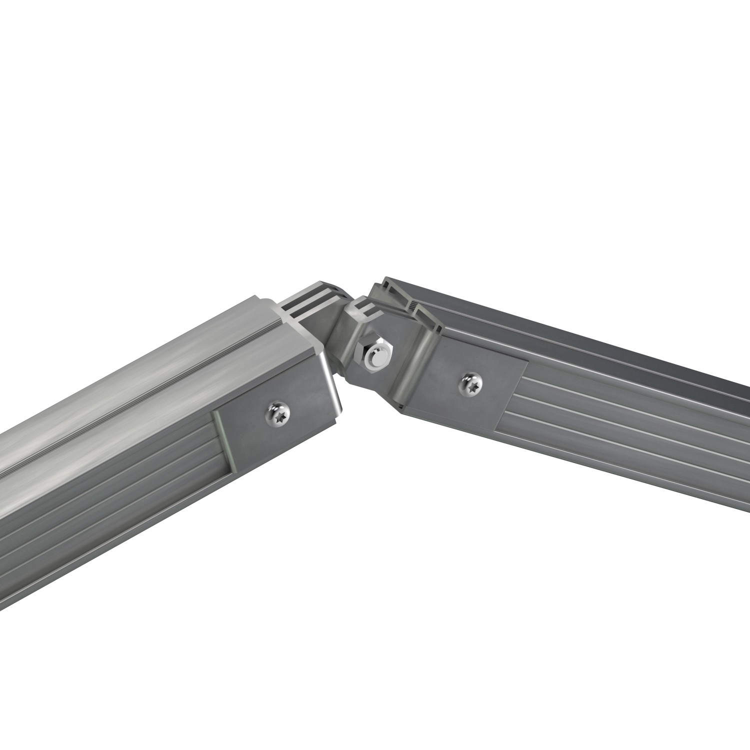 3D-Gelenk Front für Aluprofil (45x23mm) zur flexiblen Verbindung von Terrassendielen-Unterkonstruktionen.