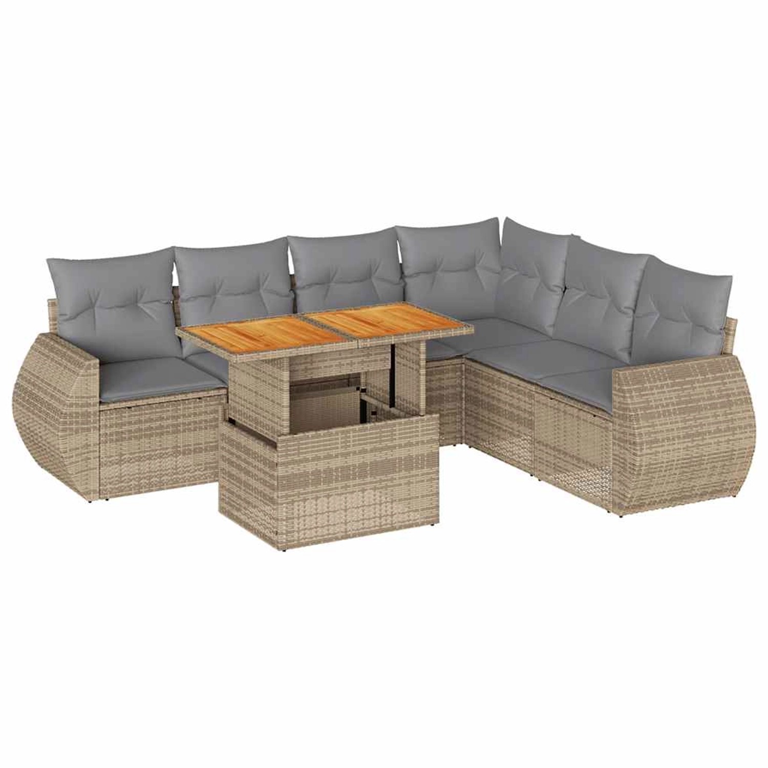 vidaXL 7-Tlg Garten-Sofagarnitur mit Kissen Beige Poly Rattan 3327272 günstig online kaufen