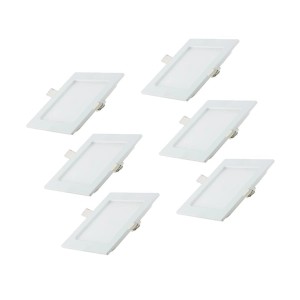 6er Set LUXULA LED Downlight Einbauspots, quadratisch, weiß. Flexible Beleuchtung für Bad, Küche & Co.