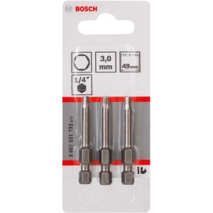 Bosch Schrauber-Bits HEX 3,49 mm Extra-Hart, 3er-Pack. Robuste Bits für Schraubarbeiten.