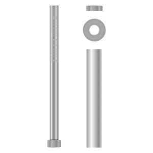 ECD Germany Universal Schubkarrenrad Achse, 10,5x105 mm, Stahl verzinkt.