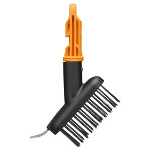 Fiskars Fugenbürste OneClick, orange-schwarz, für Kombisysteme zur Reinigung von Pflasterfugen.
