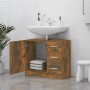 vidaXL Waschbeckenschrank Räuchereiche mit offenem Fach und Schubladen. Badmöbel-Set aus Holzwerkstoff.