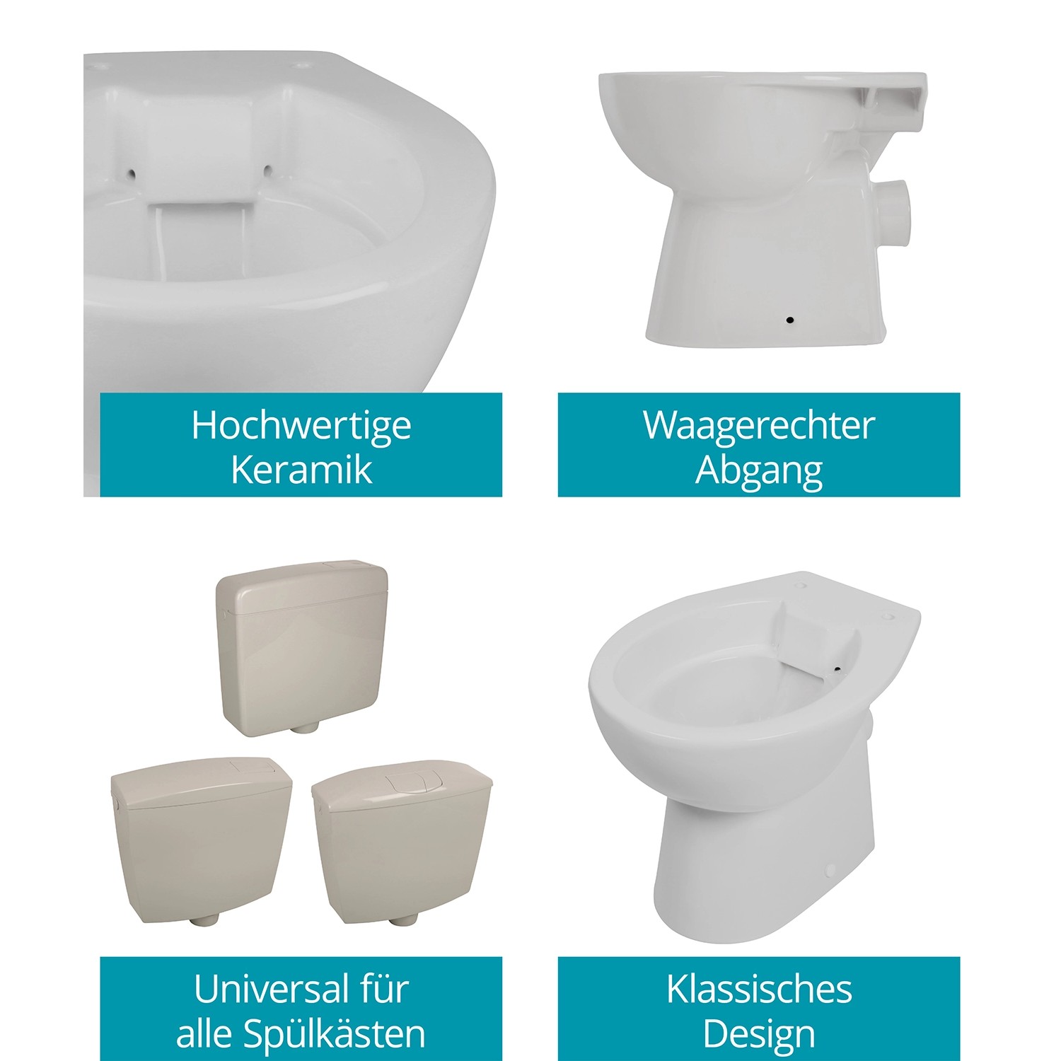 Calmwaters Stand-WC Manhattan-Grau Spülrandlos Tiefspüler 07AB6143 