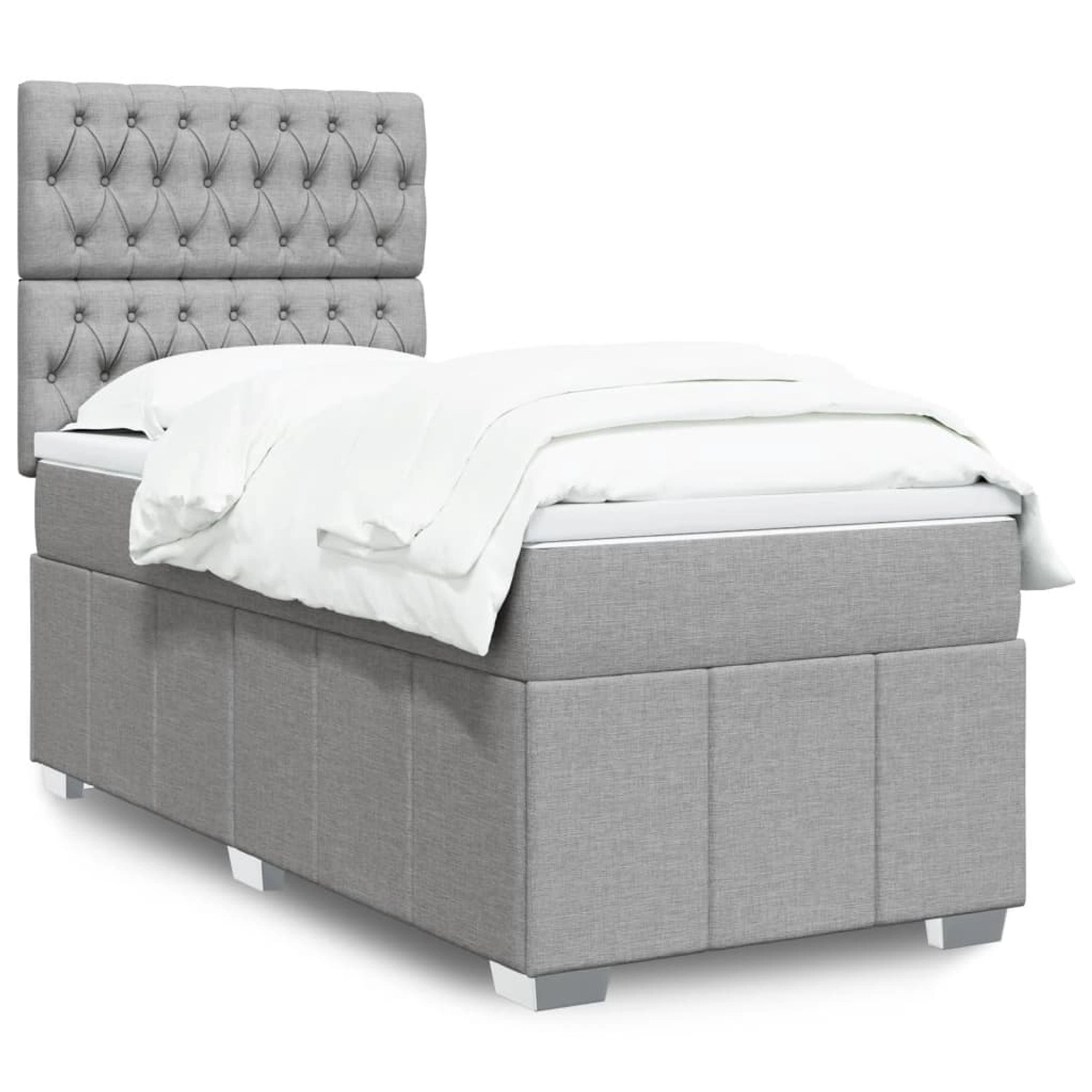 vidaXL Boxspringbett mit Matratze Hellgrau 100x200 cm Stoff 3293886 günstig online kaufen