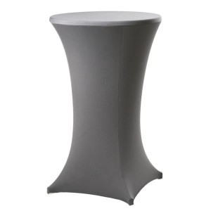 Anthrazitfarbene TRUTZHOLM Stehtischhusse Stretch 70cm für Wohntextilien.