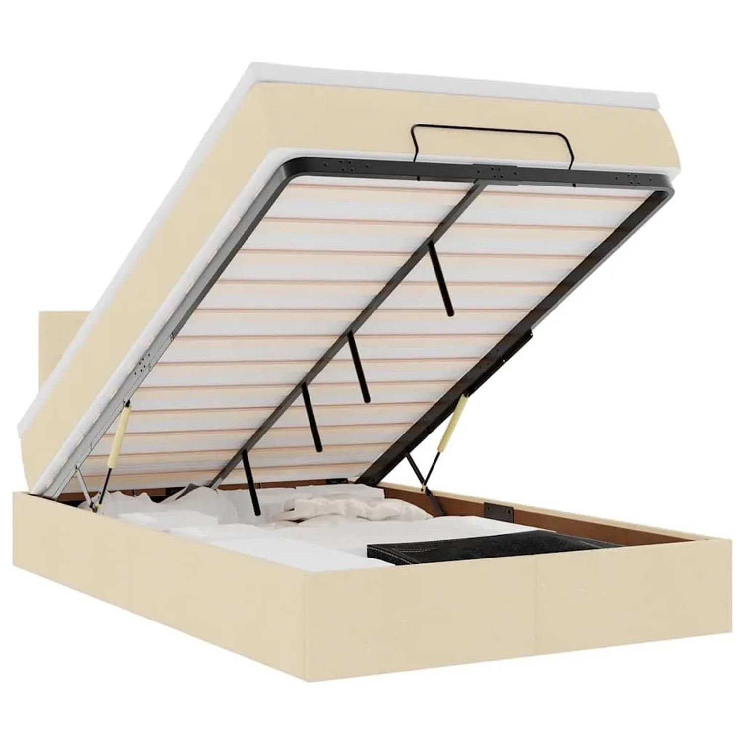 vidaXL Ottoman-Bett mit Matratze Creme 140x190 cm Stoff 3311378