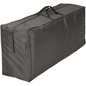 Aerocover Schutzhülle für Gartenmöbelkissen, anthrazit, mit Tragegriffen und Reißverschluss.