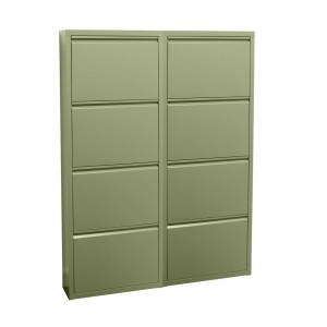 ebuy24 Pisa Schuhschrank, Metall Grün, 8 Klappen. Schuhkommode fertig montiert.