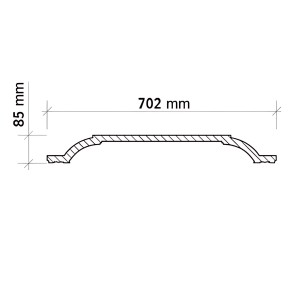Technische Zeichnung einer weißen PROFHOME Deckenplatte (70,2x70,2x8,5cm) für Stuckdekor.