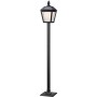 Schwarze Solar-LED-Außenleuchte 4in1 im Laternen-Design als Stehlampe.