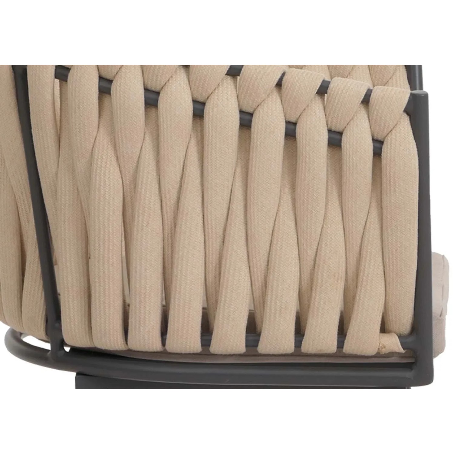 Proregal 2er-Set Aluminium-Gartenstuhl HxBxT 82x61x57 cm Sitzhöhe 50cm Olefin Seilgeflecht Rope Creme Kissen Hellbraun Outdoor Stuhl Armlehne_8
