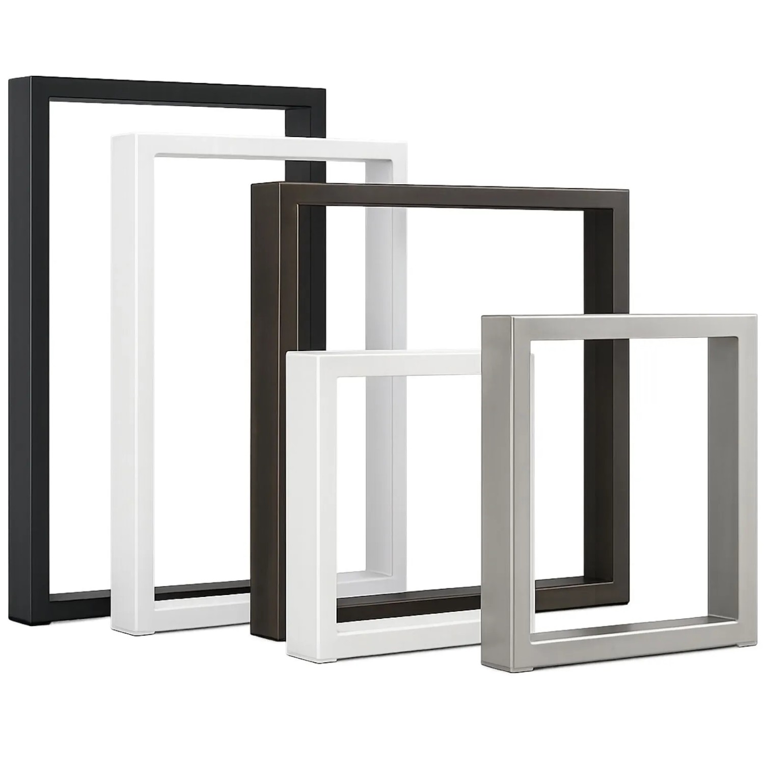 SOTECH Tischgestelle aus Stahl, pulverbeschichtet in Schwarz, Weiß, Braun, Silber. Rechteckige Möbelbeine für moderne Tische.