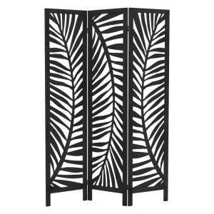 ML-Design Paravent 3-Teilig Fukuoka Schwarz Raumteiler 170x121 cm aus Paulownia-Holz