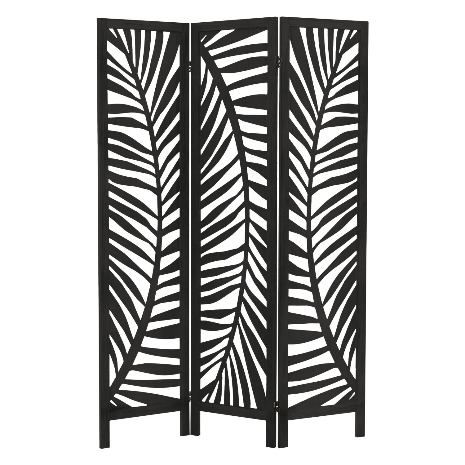 ML-Design Paravent 3-Teilig Fukuoka Schwarz Raumteiler 170x121 cm aus Paulownia-Holz