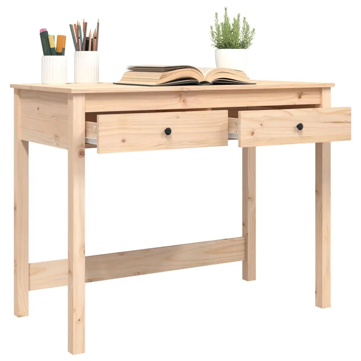 vidaXL Schreibtisch mit Schubladen 100x50x78 cm Massivholz Kiefer 824643_5