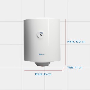 Regent Hängespeicher 50 Liter, druckfester Warmwasserspeicher für die Wandmontage.