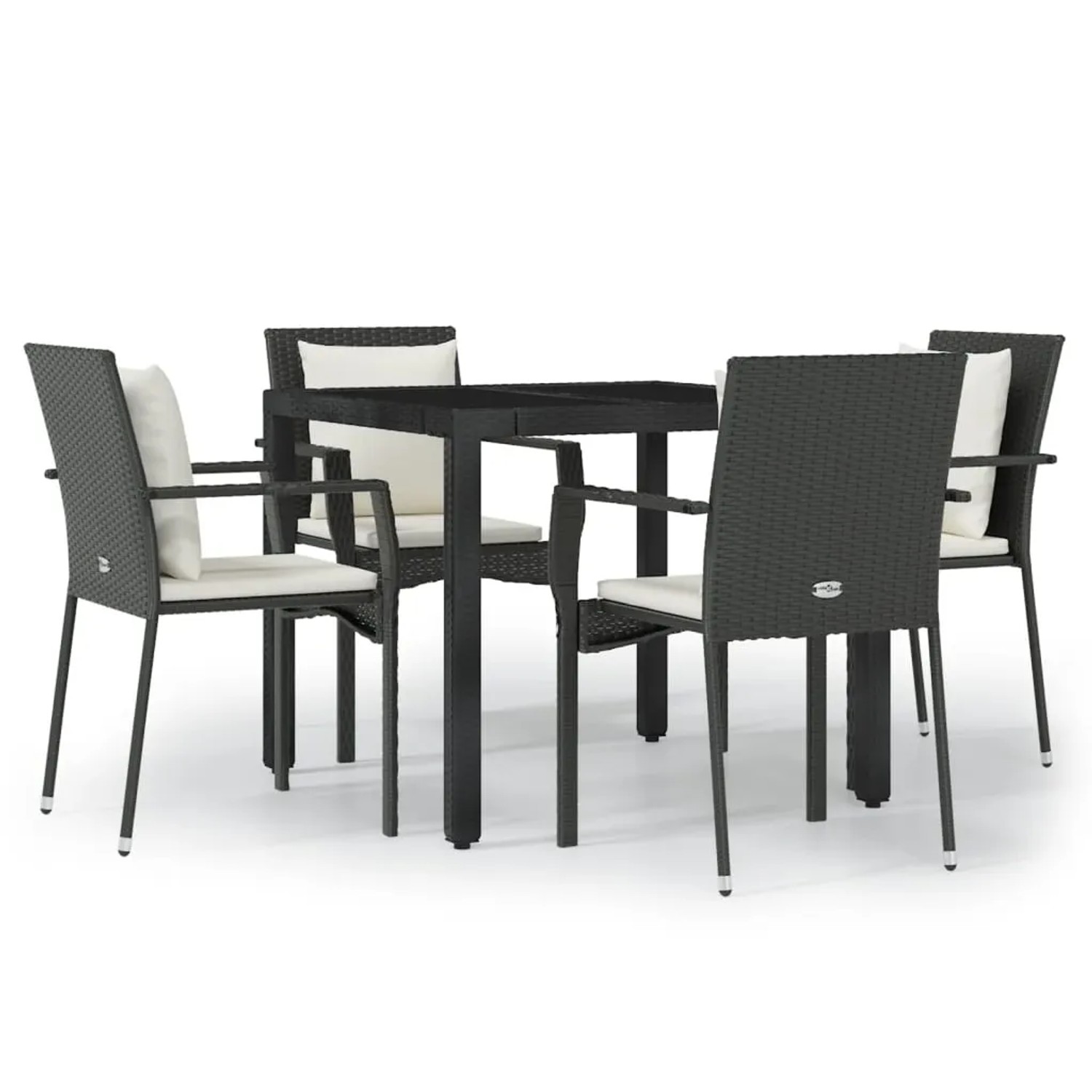Thumbnail - vidaXL 5-Tlg Garten-Essgruppe mit Kissen Schwarz Poly Rattan 3157952