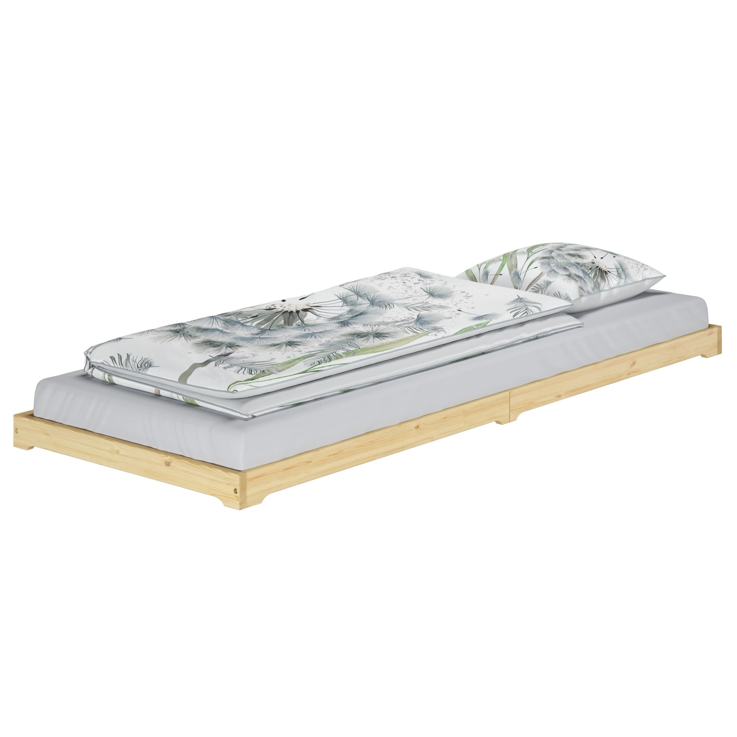 Erst-Holz Überlanges Holzbett Kiefer Massiv Extra Niedrig 90 x 220 Modell 4 günstig online kaufen