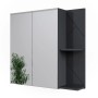 Vicco Badspiegelschrank Irma, anthrazit hochglanz, 80x75 cm, mit offenen Regalen.