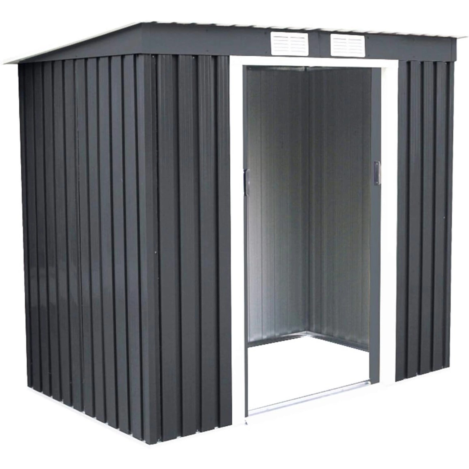 Costway Metall Gerätehaus Gartengerätehaus Dunkelgrau 213x130x173cm