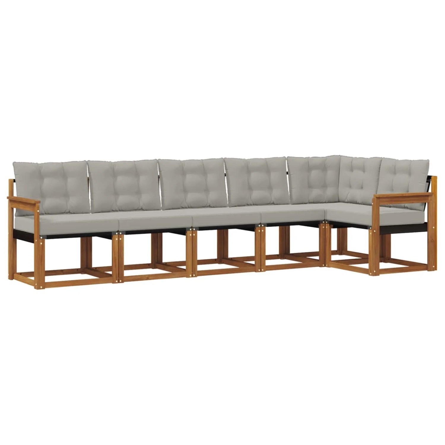 vidaXL Outdoor-Sofagarnitur mit Kissen 6-Tlg Natur und Hellgrau 3368706