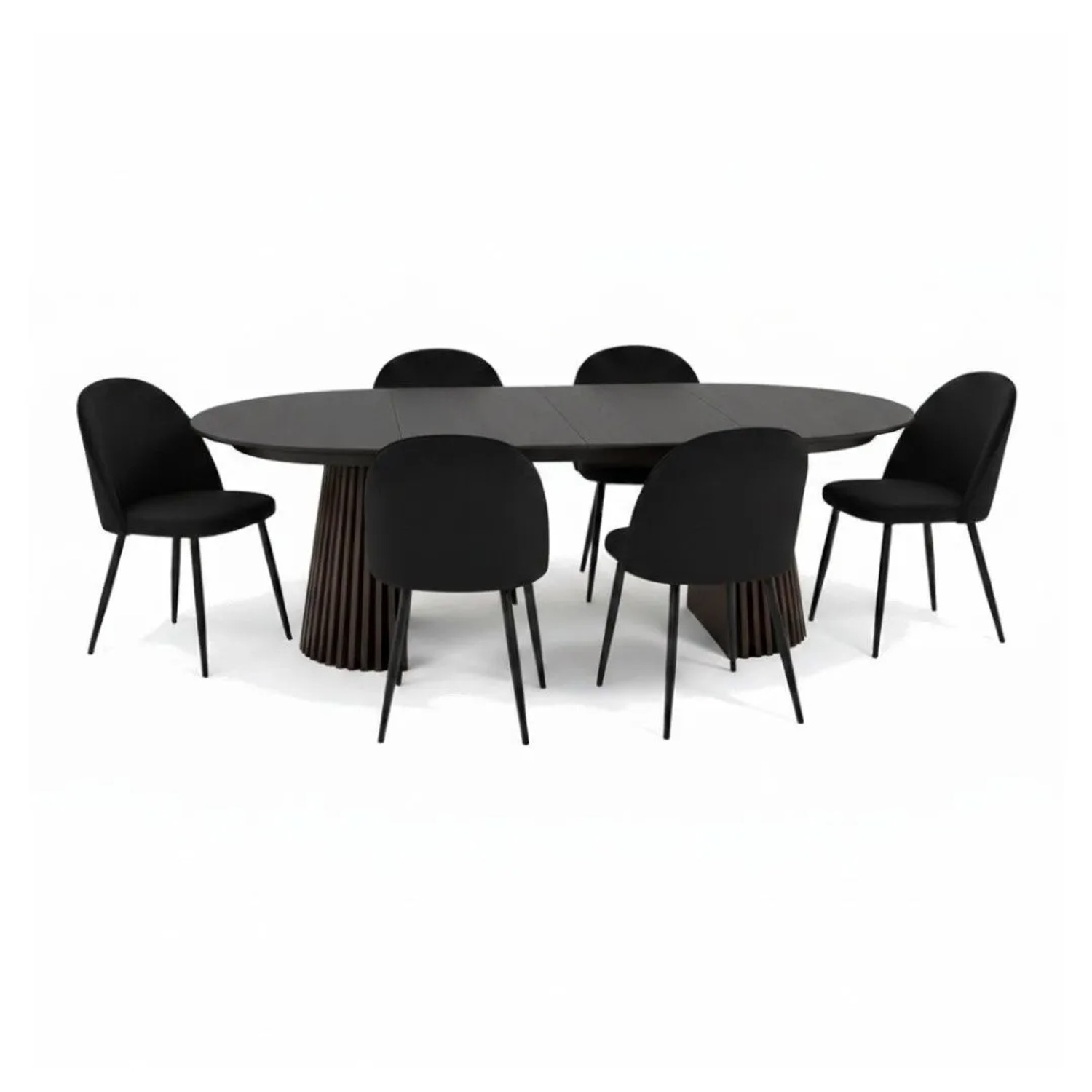 ebuy24 Tokyo Essgruppe Esstisch Schwarz 6 Stühle Aus Schwarzem Velours