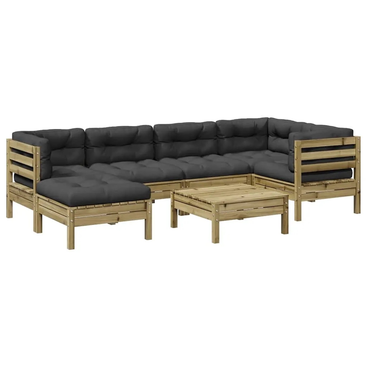 vidaXL 7-Tlg Garten-Sofagarnitur mit Kissen Kiefernholz Imprägniert 3299540 günstig online kaufen