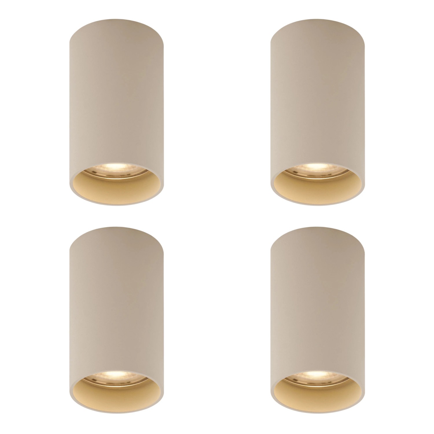 QAZQA 4er Set Moderne Beige Aufbaustrahler GU10 50mm Rund Tuba