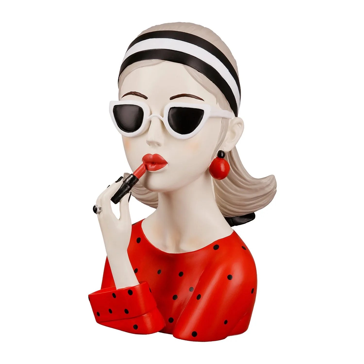 Gilde Figur Lady Mit Rotem Lippenstift Rot 26 Cm X 17 Cm