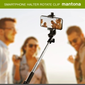 Mantona Smartphone Halterung Rotate Clip 100 Handy Halter Stativaufsatz Stativ