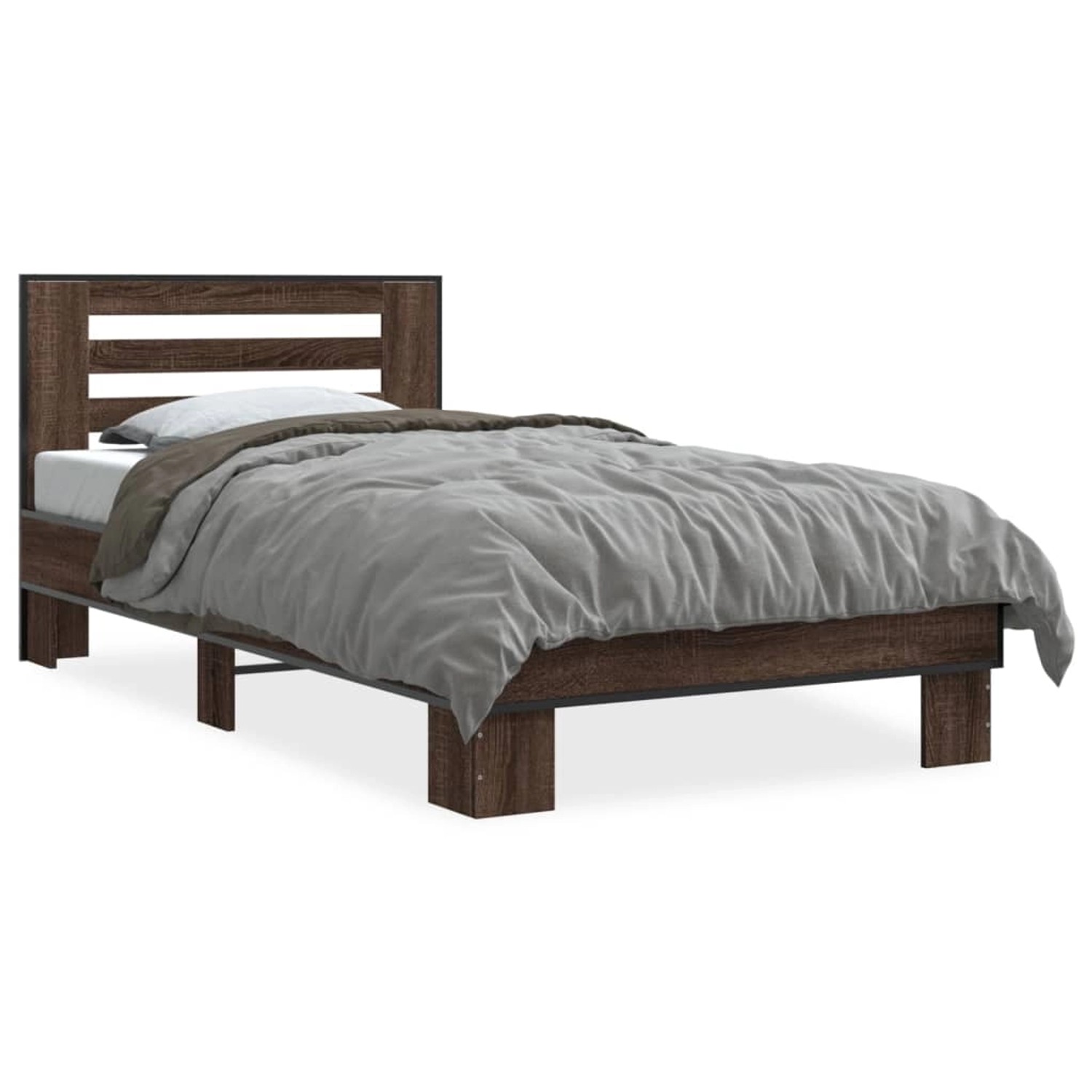 vidaXL Bettgestell Braun Eichen-Optik 90x190 cm Holzwerkstoff Metall 846088 günstig online kaufen