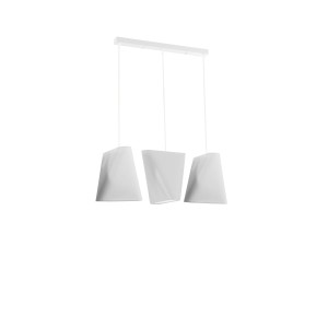 Weißer Sollux Lighting Kronleuchter Blum 3 mit drei Lampenschirmen in modernem Design.