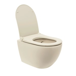Vitra Wand-WC Project, beige matt, spülrandlos mit SoftClose WC-Sitz. Modernes Hänge-WC für Bäder.