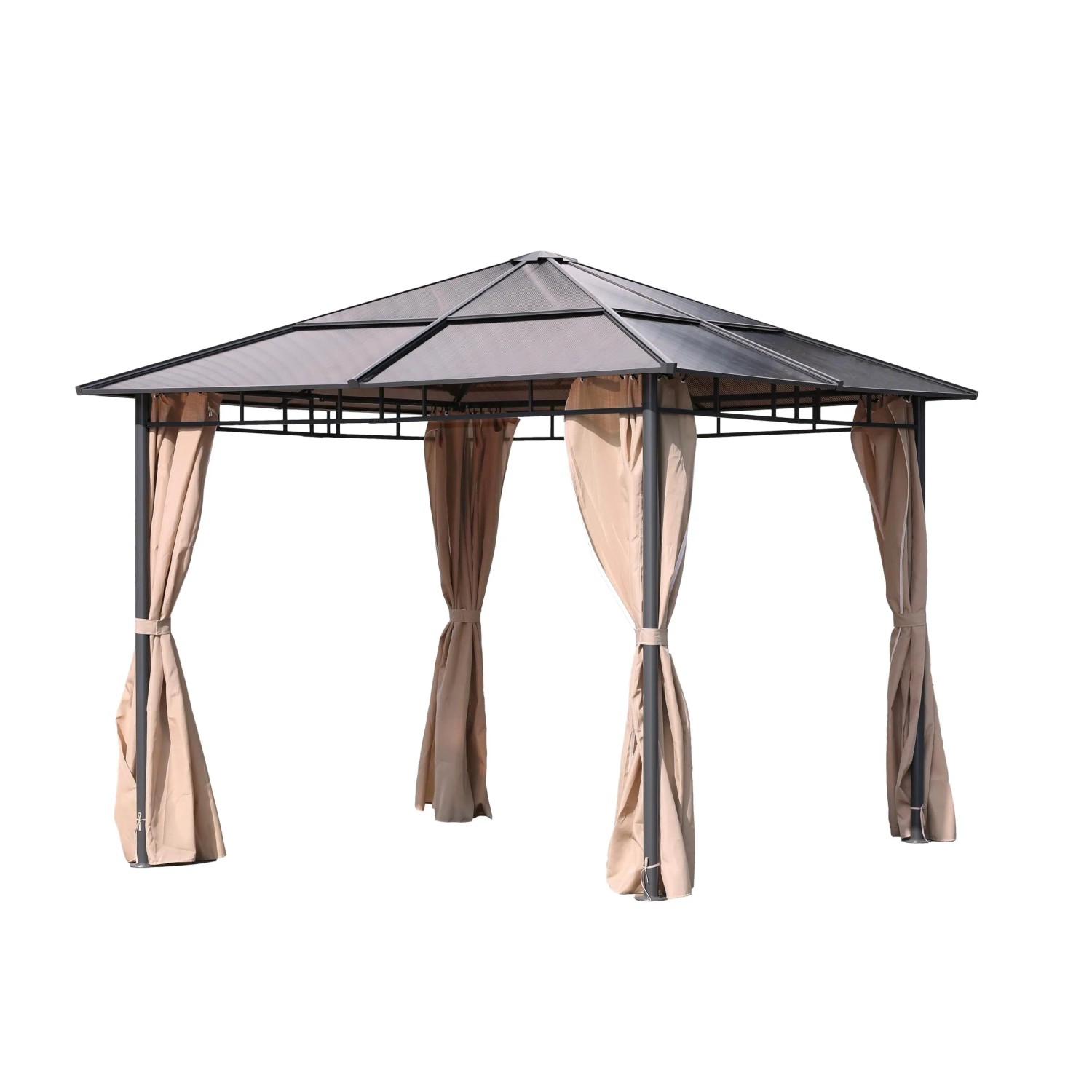 DELUKE Pavillon KIEL Alu/Stahl Grau Polyester Gartenpavillon Gartenlaube für Garten/Terrassen