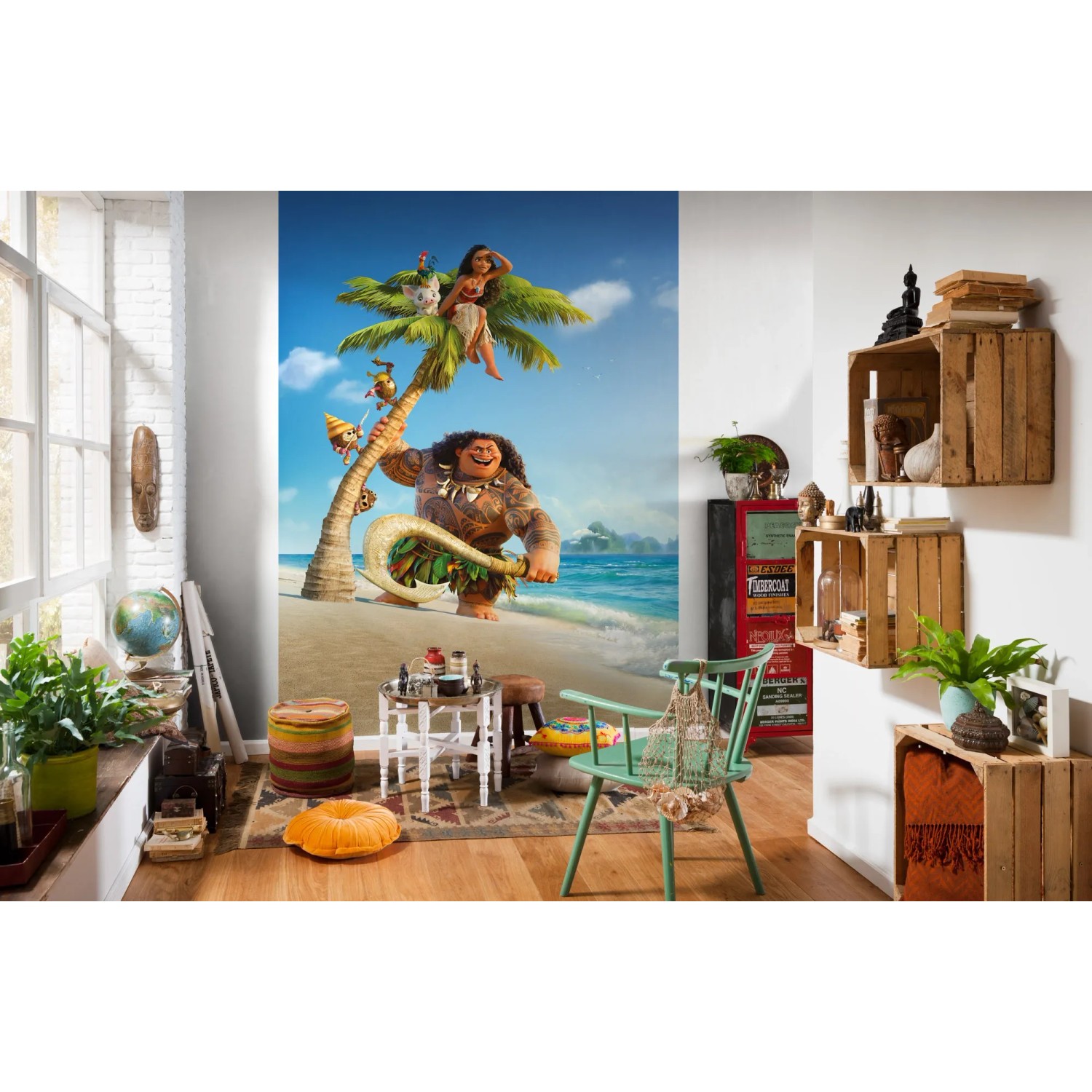 Komar Fototapete Vlies Moana und Maui (184x248cm) im Kinderzimmer.