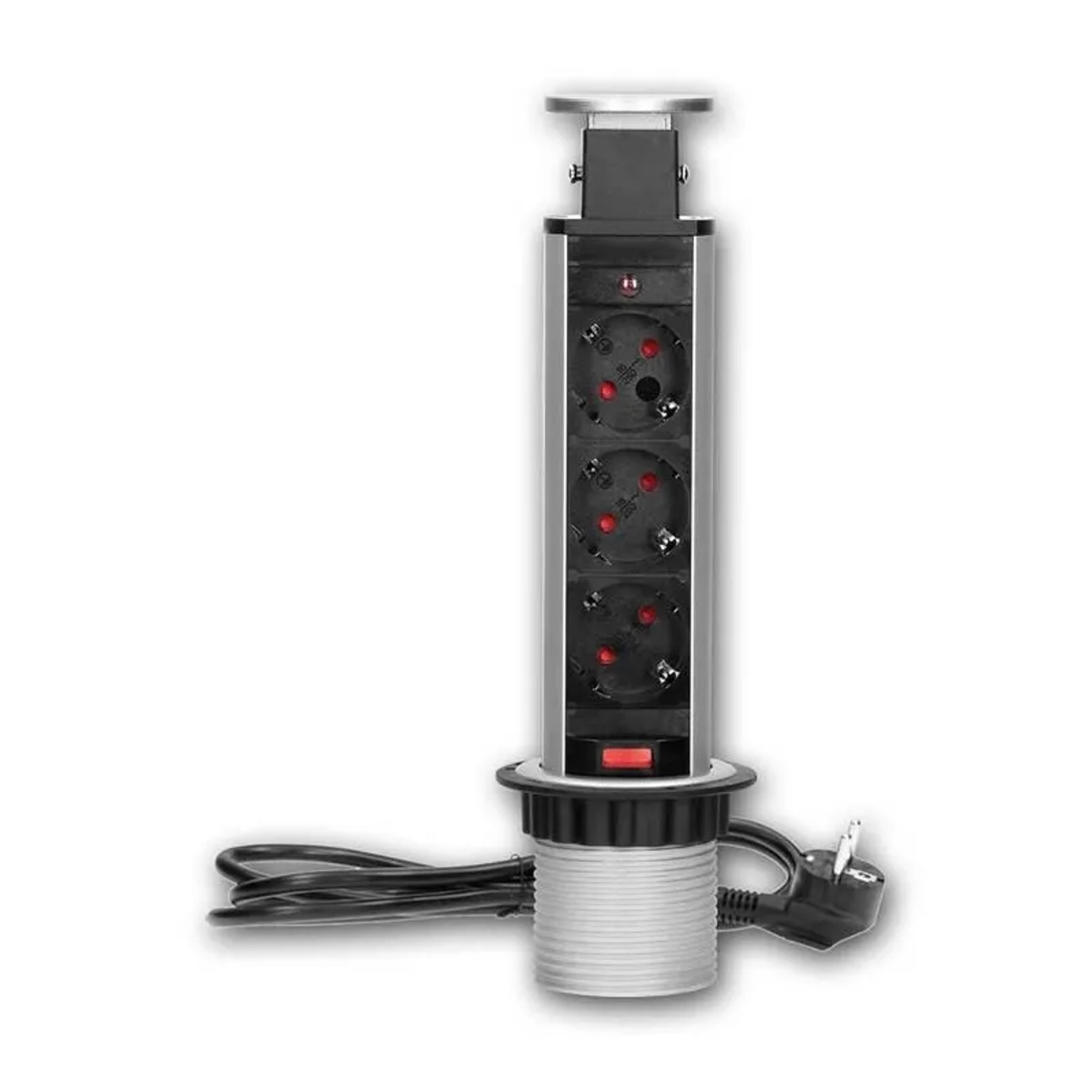 world-trading-net Schreibtisch-Einbau-Steckdose PopUp 3-fach Ø6cm