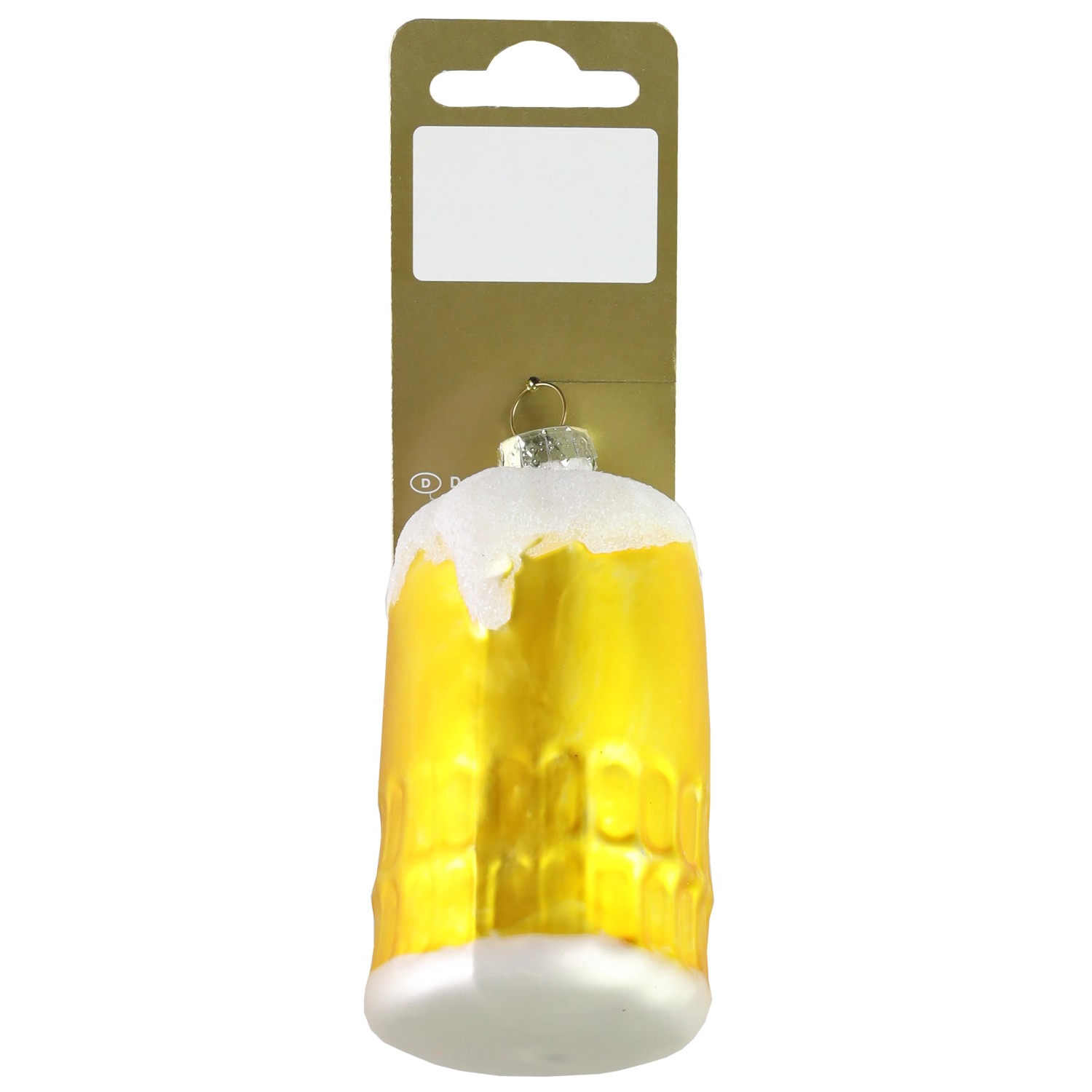 Bierkrug zum Hängen Glas 8,5 cm Gold-Weiß