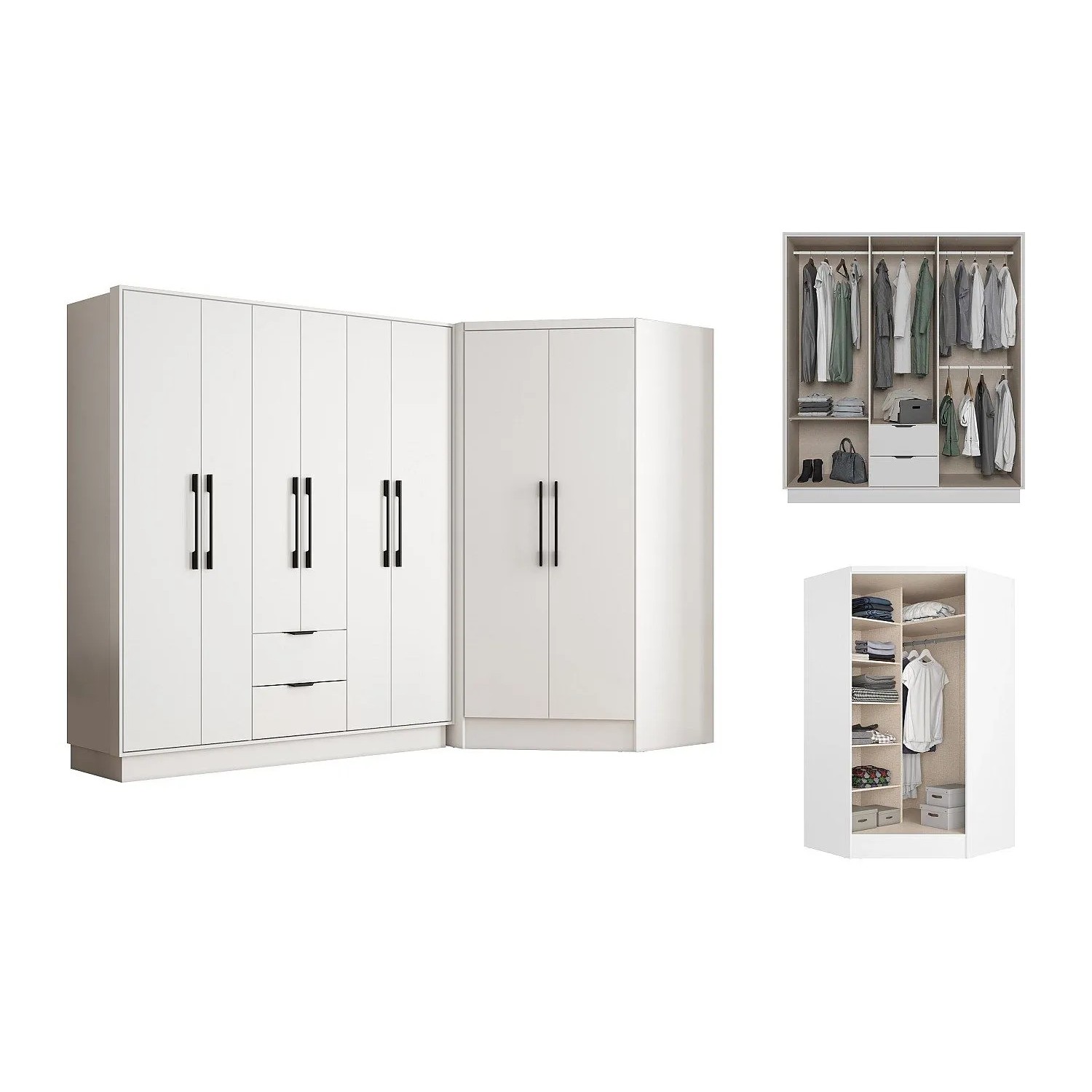 Vente-unique Kleiderschrank Feova Weiß 263.5 cm