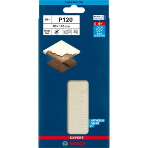 Bosch Expert M480 Netzschleifblatt, 10 Stück, K120, 93x186mm, für Exzenterschleifer.