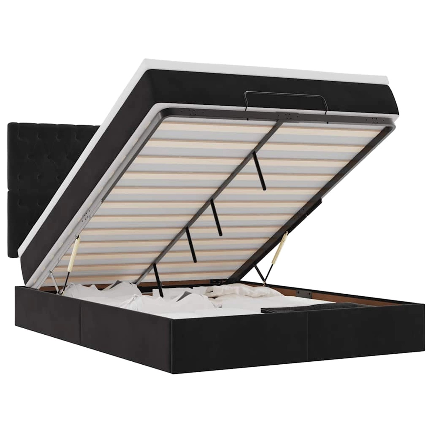 vidaXL Ottoman-Bett mit Matratzen & LEDs Schwarz 140x190 cm Samt 3314392