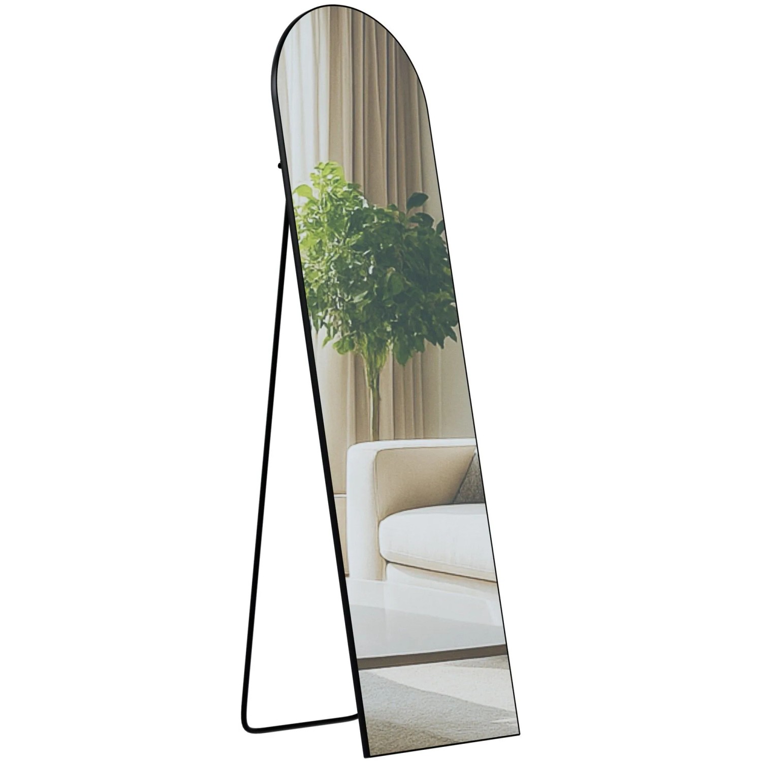 DELUKE Standspiegel MALAGA Glas Schwarz-matt 40x3x140cm Ganzkörperspiegel Freistehender Spiegel Groß Schlafzimmer