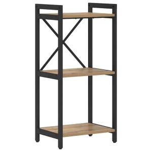 vidaXL Bücherregal Artisan-Eiche mit 3 Holzwerkstoff-Etagen und schwarzem Stahlrahmen im Industrie-Design.