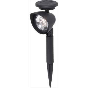 Schwarzer LED-Solarspot Rivasco zur Gartenbeleuchtung. Deko-Spot mit Erdspieß und Solarpanel.