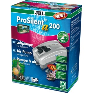 Verpackung der JBL ProSilent a200 Aquariumluftpumpe für Aquarien von 50-300l.