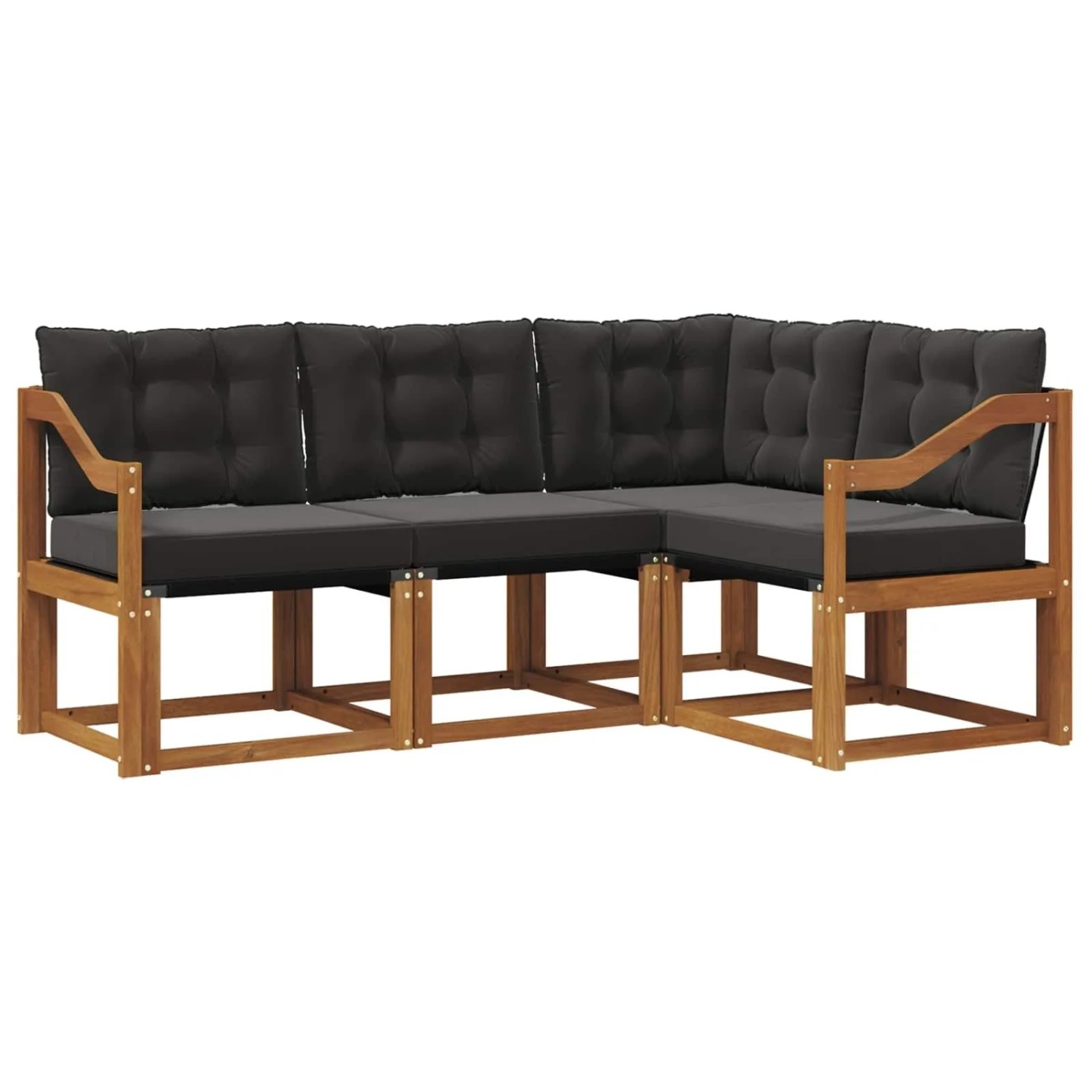 vidaXL Outdoor-Sofagarnitur mit Kissen 4-Tlg Natur und Schwarz 3368627