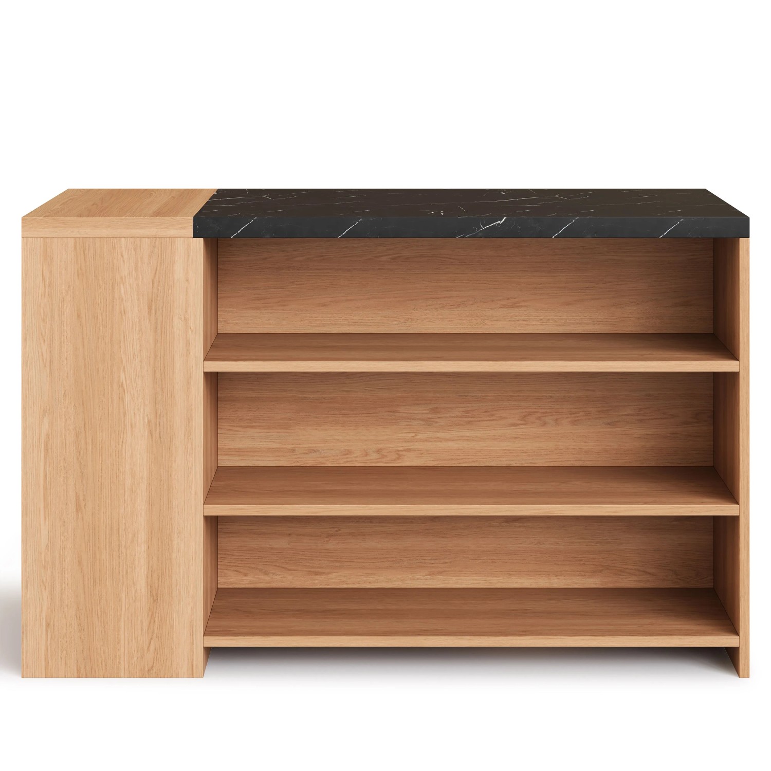 okwish Kücheninsel mit Bartheke Schublade Stauraum Marmor Optik Küche 140x60x90cm Natur