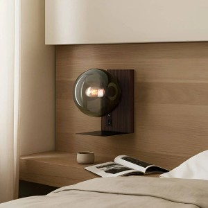 Lucande Wandleuchte Wandlampe Innen Veloura 10040778mit USB Anschluss Design Modern aus Glas 1-flammig E27 Wohnzimmerleuchte